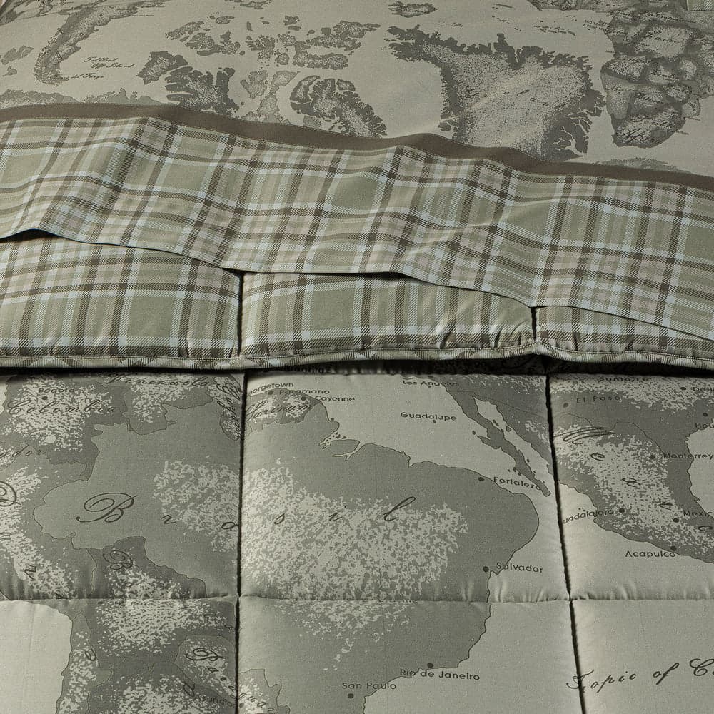 Trapunta Letto Matrimoniale Geo Tartan Green in Raso di cotone 260X265 - 4