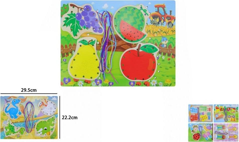 GIOCO DIDATTICO EDUCATIVO IN LEGNO ALLACCIATURA BASE CON LACCI BAMBINI VARI MODELLI 74461 - 13