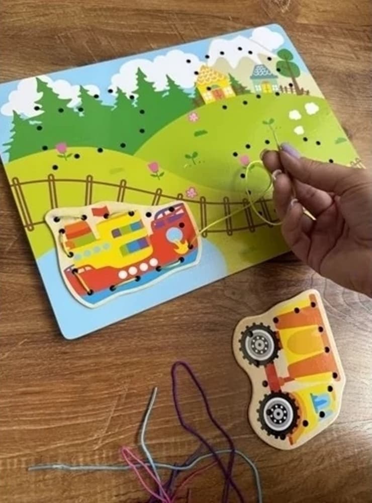 GIOCO DIDATTICO EDUCATIVO IN LEGNO ALLACCIATURA BASE CON LACCI BAMBINI VARI MODELLI 74461 - 3