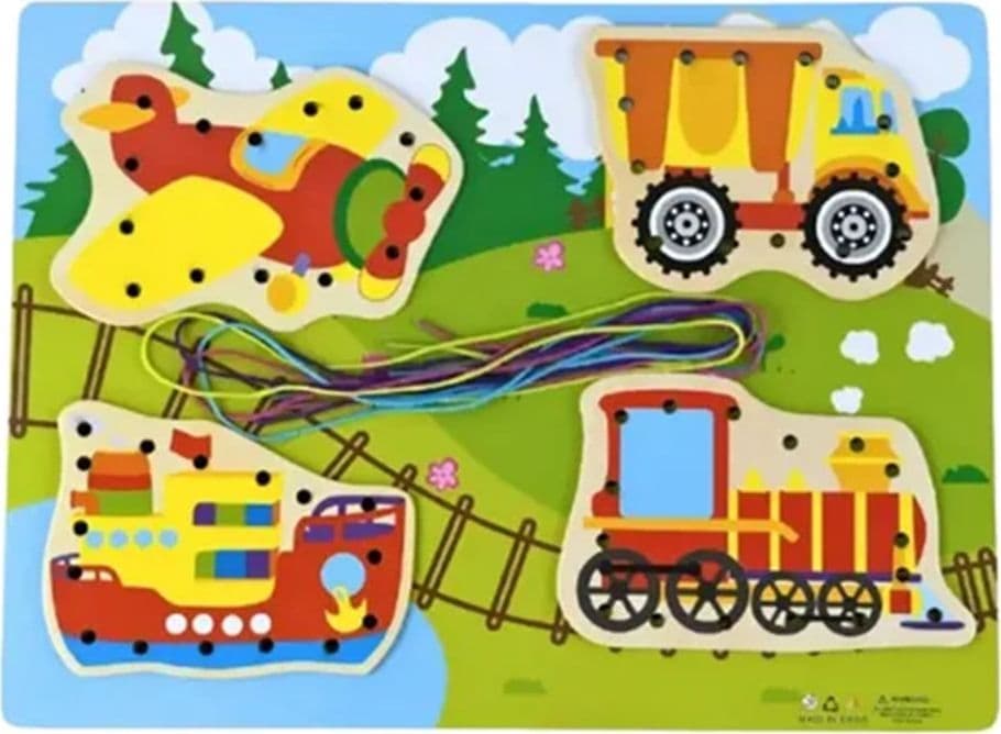 GIOCO DIDATTICO EDUCATIVO IN LEGNO ALLACCIATURA BASE CON LACCI BAMBINI VARI MODELLI 74461 - 4