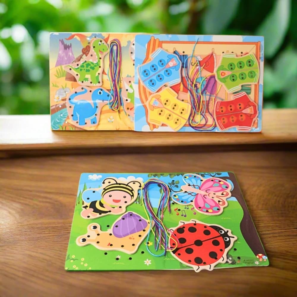 GIOCO DIDATTICO EDUCATIVO IN LEGNO ALLACCIATURA BASE CON LACCI BAMBINI VARI MODELLI 74461 - 5