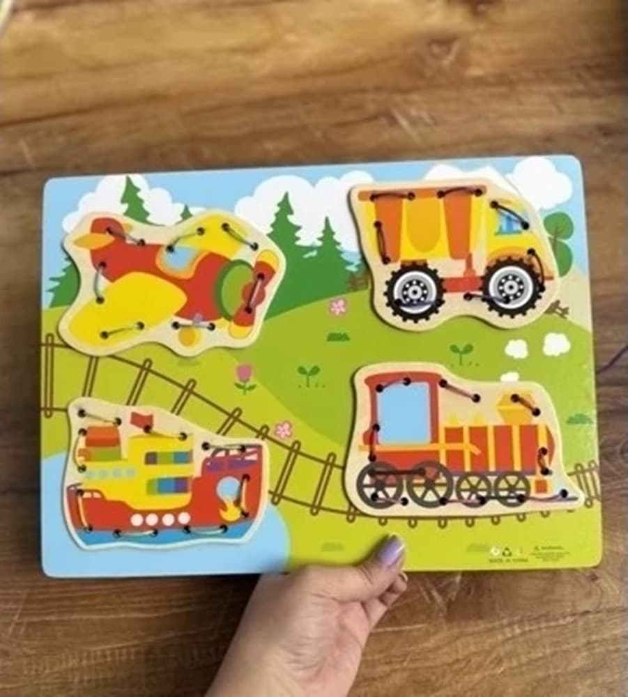 GIOCO DIDATTICO EDUCATIVO IN LEGNO ALLACCIATURA BASE CON LACCI BAMBINI VARI MODELLI 74461 - 9