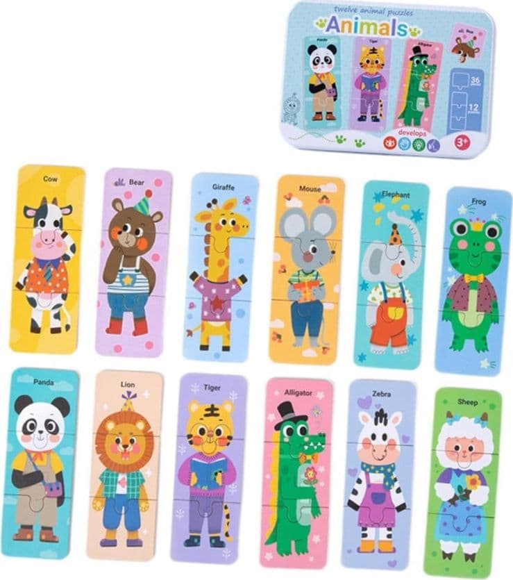 PUZZLE IN LEGNO GIOCATTOLO EDUCATIVO COGNITIVO TEMA AMIMALI/VEICOLI REGALO BAMBINI 32365 - 3
