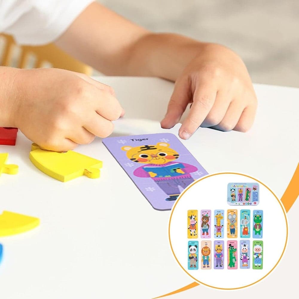 PUZZLE IN LEGNO GIOCATTOLO EDUCATIVO COGNITIVO TEMA AMIMALI/VEICOLI REGALO BAMBINI 32365 - 5