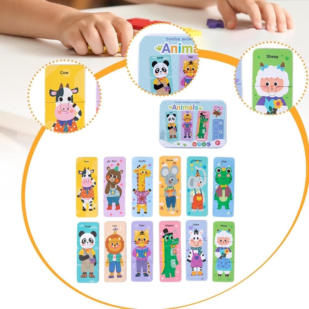 PUZZLE IN LEGNO GIOCATTOLO EDUCATIVO COGNITIVO TEMA AMIMALI/VEICOLI REGALO BAMBINI 32365 - 6