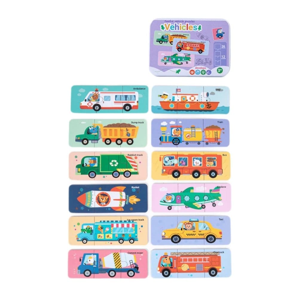 PUZZLE IN LEGNO GIOCATTOLO EDUCATIVO COGNITIVO TEMA AMIMALI/VEICOLI REGALO BAMBINI 32365 - 7