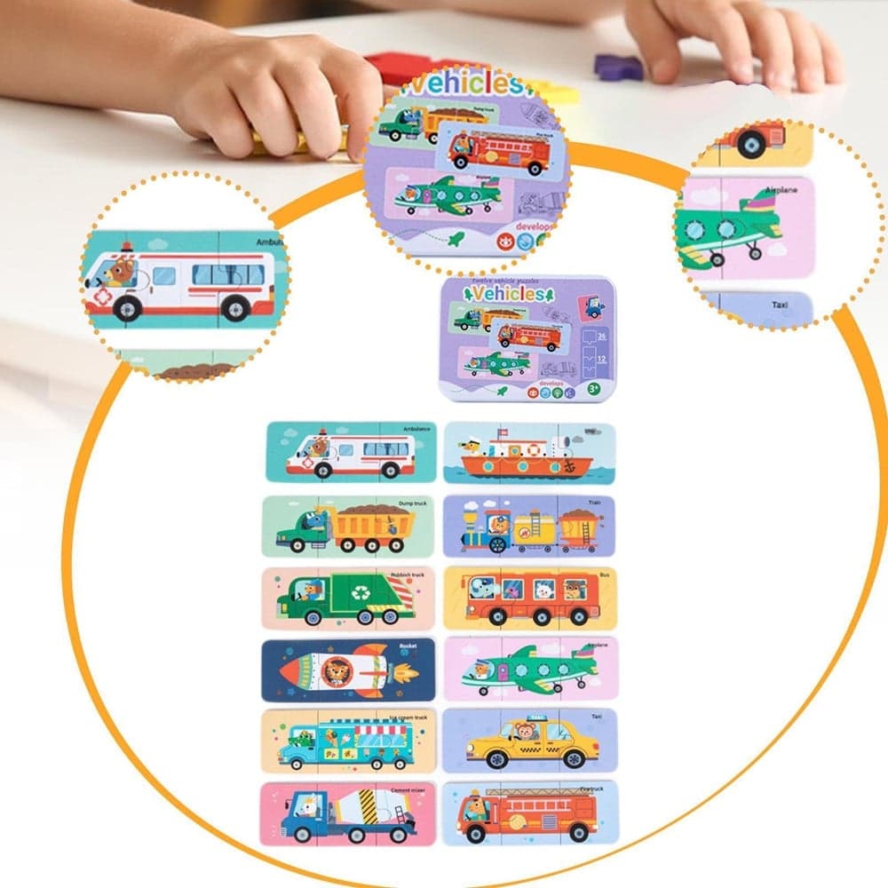 PUZZLE IN LEGNO GIOCATTOLO EDUCATIVO COGNITIVO TEMA AMIMALI/VEICOLI REGALO BAMBINI 32365 - 9