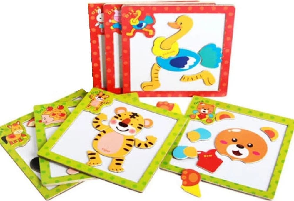 SET 2PZ MINI PUZZLE MAGNETICO IN LEGNO A INCASTRO MULTICOLORE 15X15CM PER BAMBINI 53557 - 3