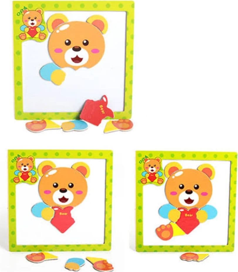 SET 2PZ MINI PUZZLE MAGNETICO IN LEGNO A INCASTRO MULTICOLORE 15X15CM PER BAMBINI 53557 - 4