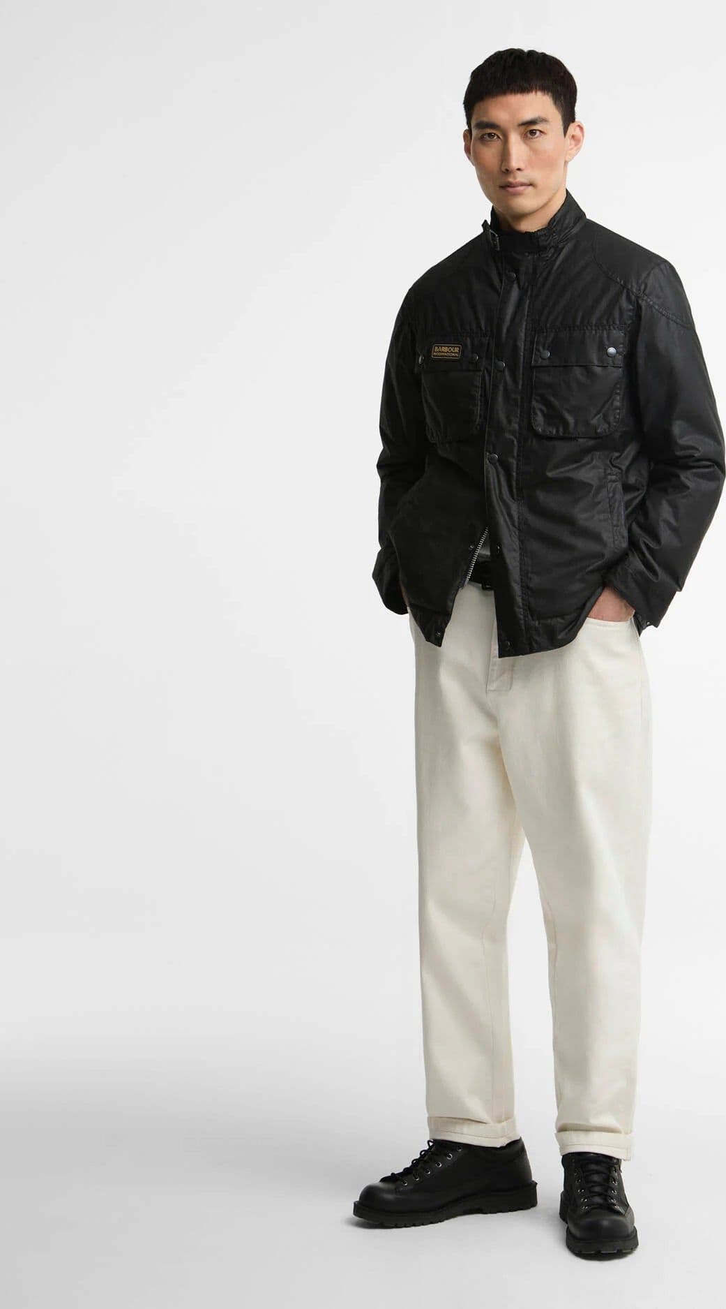 Barbour International capospalla uomo winter merton wax jacket wax cot outw MWX2601-BK11 - 4