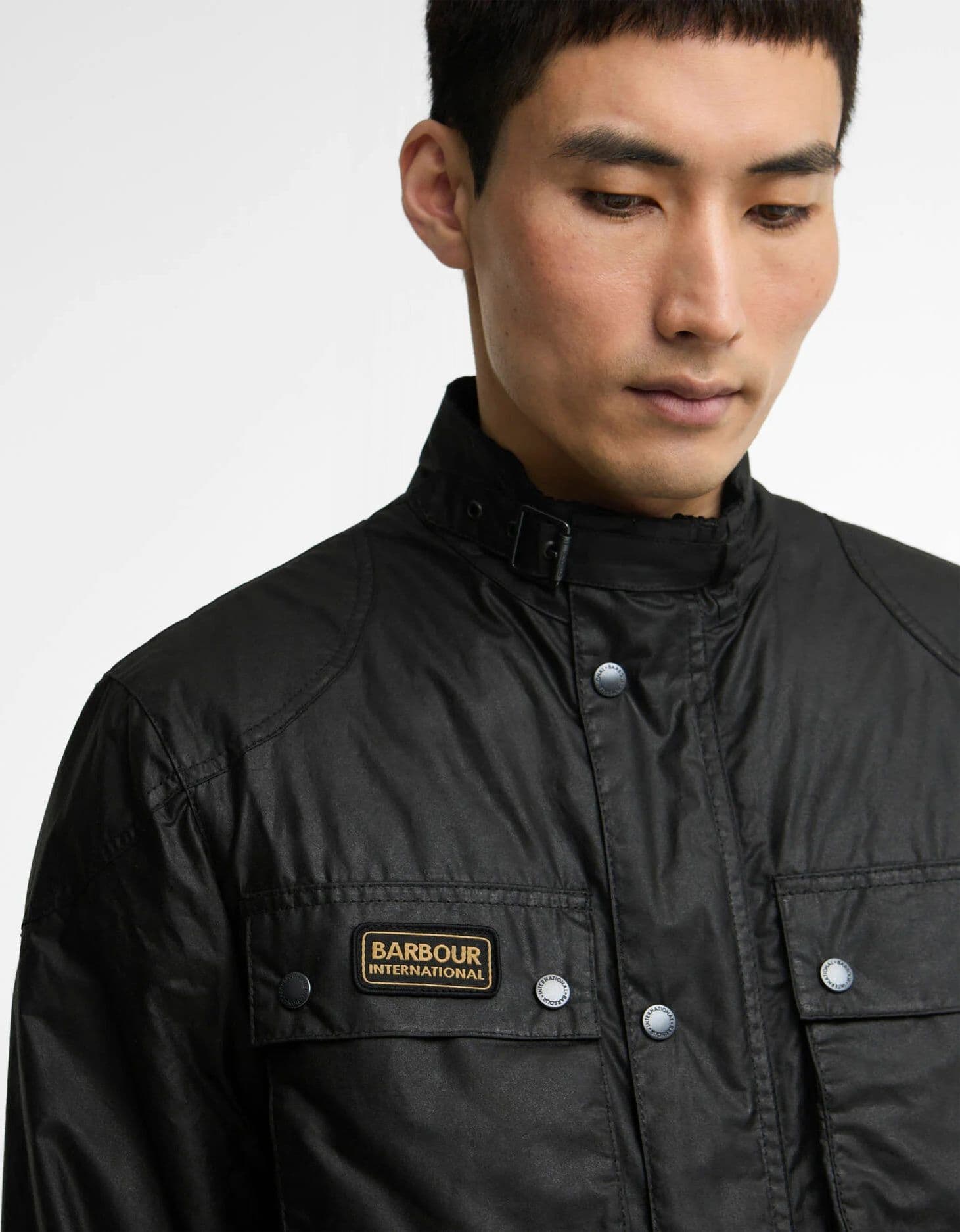 Barbour International capospalla uomo winter merton wax jacket wax cot outw MWX2601-BK11 - 6