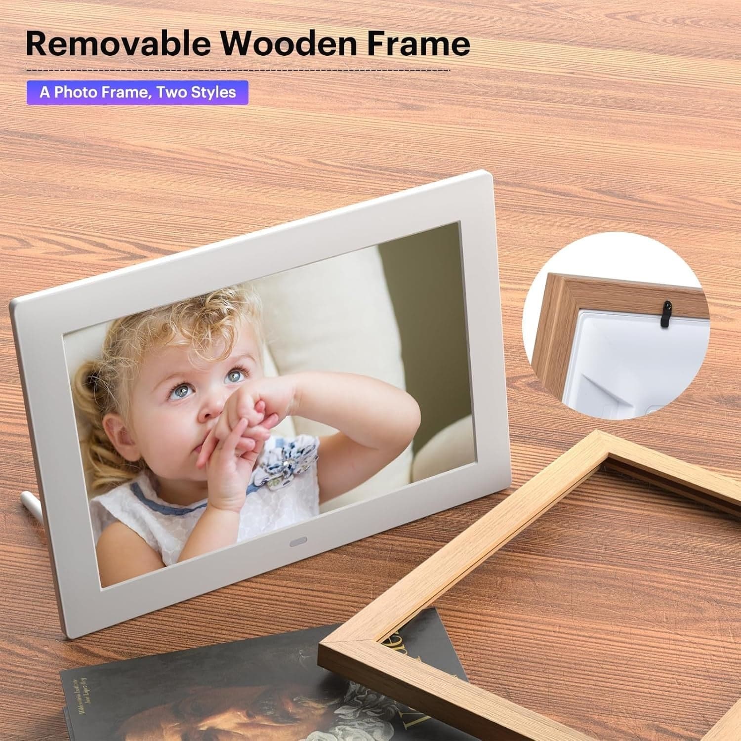 Cornice Digitale 10.1" IPS HD 1280x800 USB SD Telecomando Auto Rotazione Legno - 4