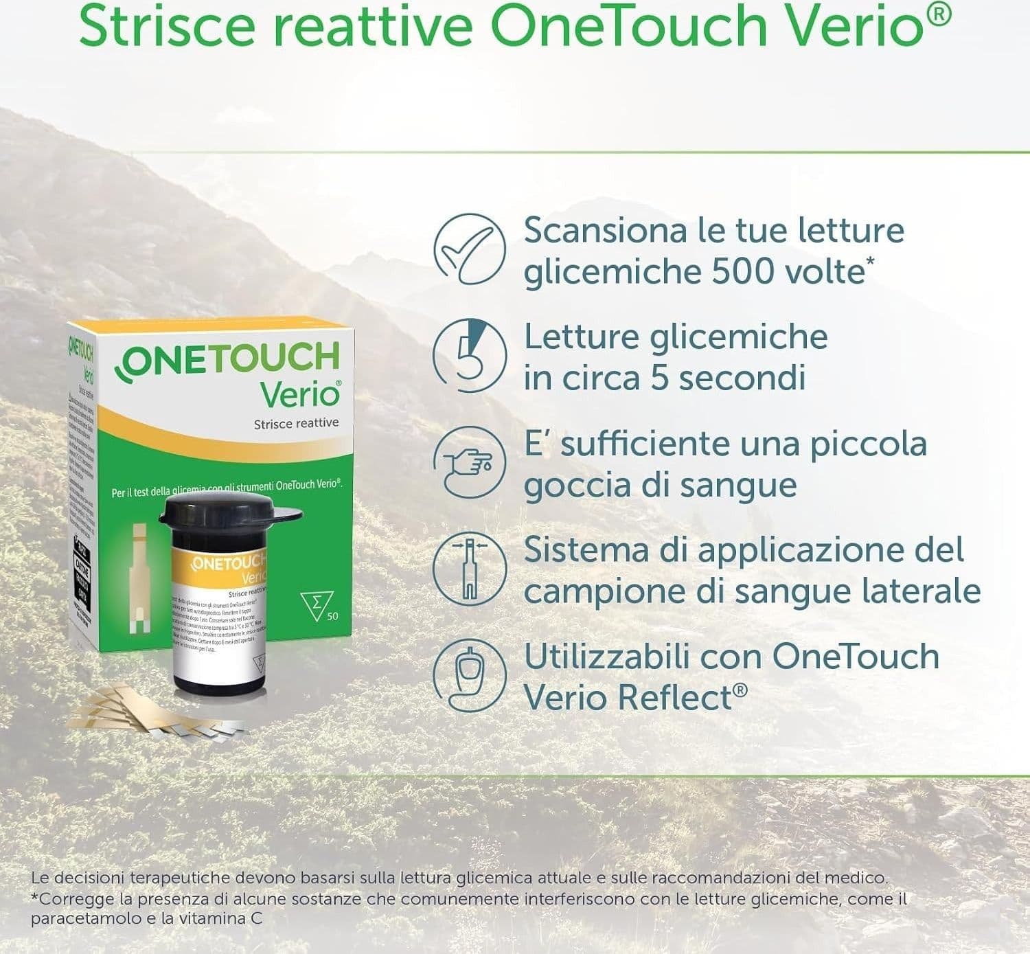 OneTouch Verio Reflect Glucometro Glicemia Bluetooth Delica Plus 10 Lancette Kit - 4