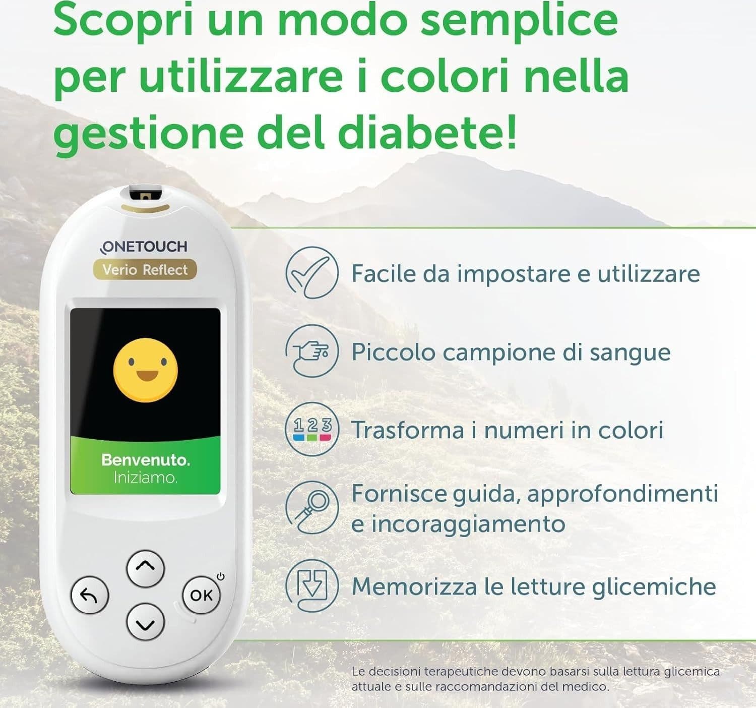 OneTouch Verio Reflect Glucometro Glicemia Bluetooth Delica Plus 10 Lancette Kit - 8