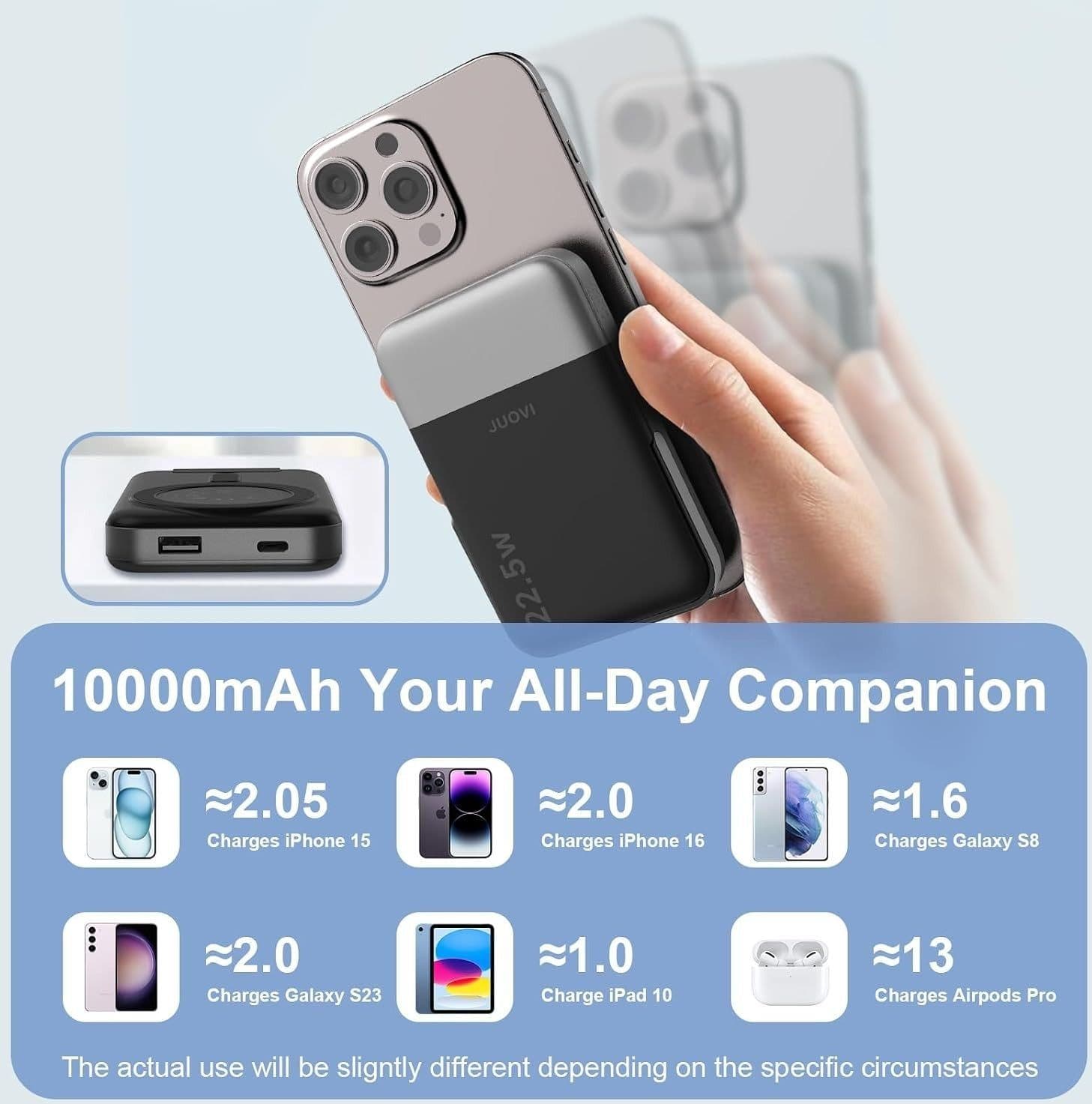 Powerbank Magnetico 10000mAh 22.5W Qi 15W USB-C Display LED Stand J2641 Verde PD - 3