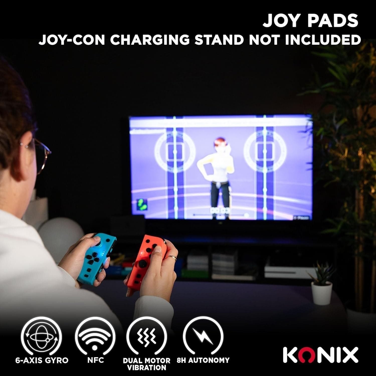 Konix Controller Joypads Switch OLED Bluetooth NFC Vibrazione Turbo Blu Rosso 8h - 6
