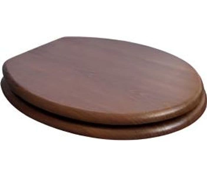 Sedile WC Universale in MDF Noce con Cerniere in Acciaio Inox e Distanza Fori Regolabile 125–170 mm - 2