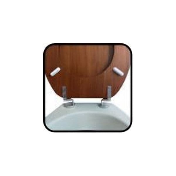 Sedile WC Universale in MDF Noce con Cerniere in Acciaio Inox e Distanza Fori Regolabile 125–170 mm - 4