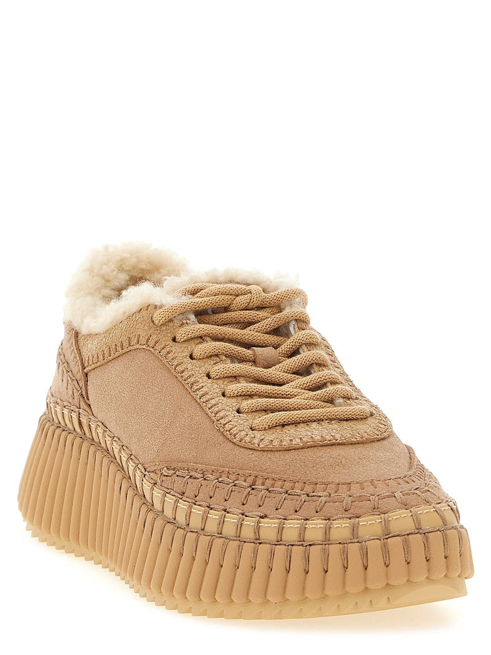 Chloé Beige Lambskin Chunky Sneakers - 2