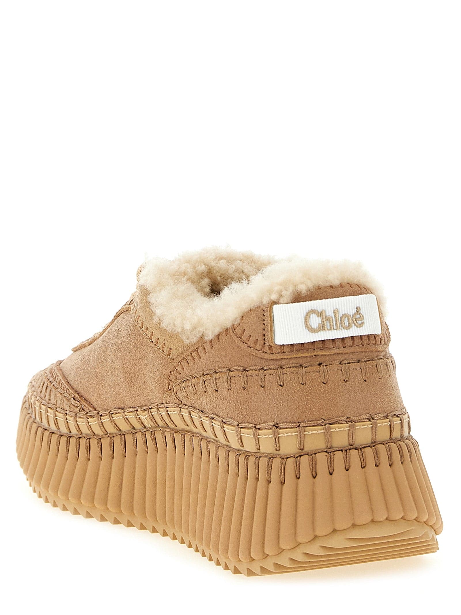 Chloé Beige Lambskin Chunky Sneakers - 3
