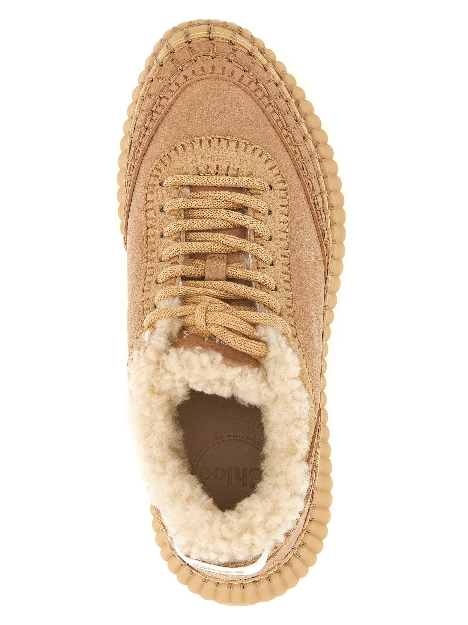 Chloé Beige Lambskin Chunky Sneakers - 4