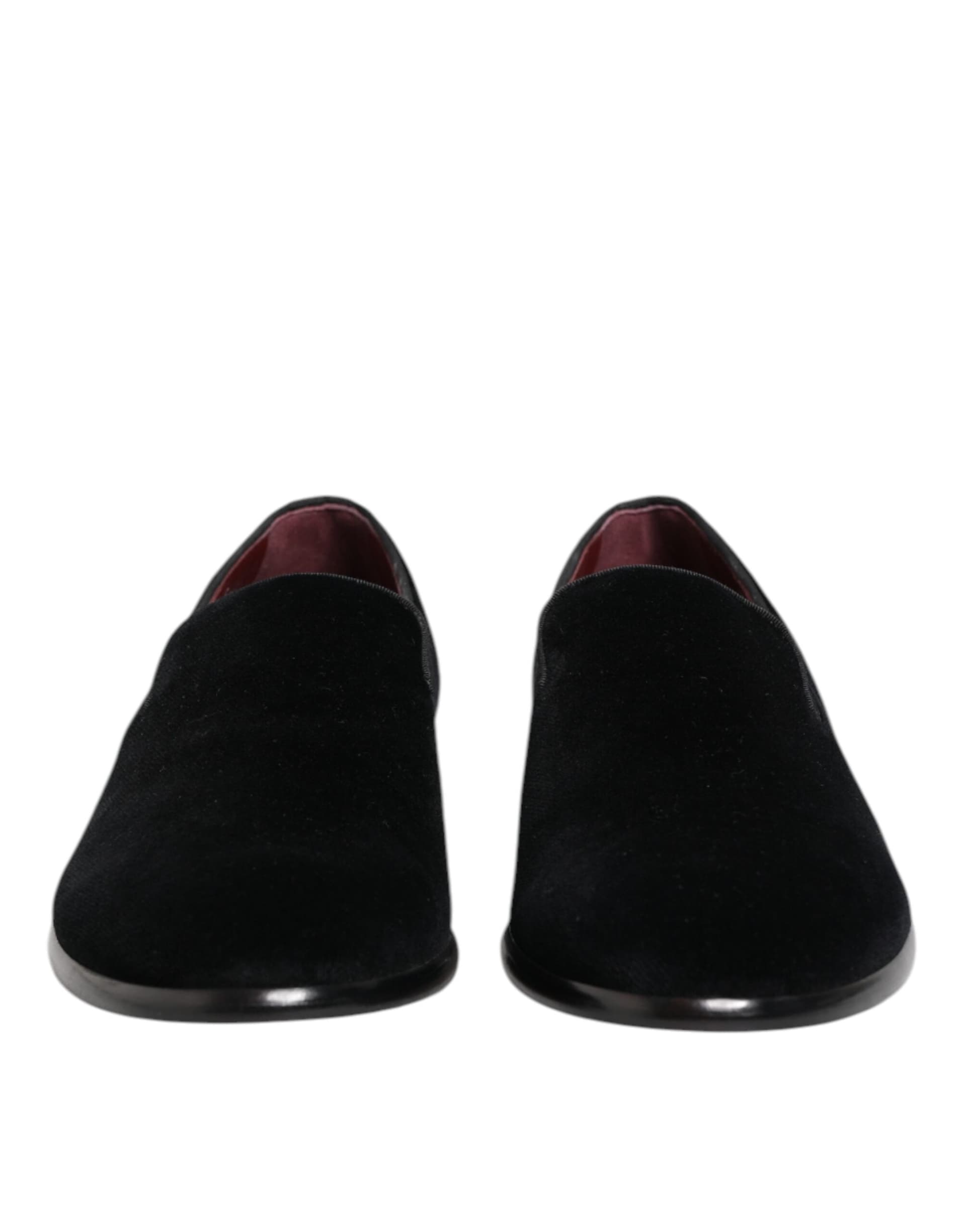 Dolce & Gabbana Black Velvet Loafers Formal Men Dress Shoes - 2