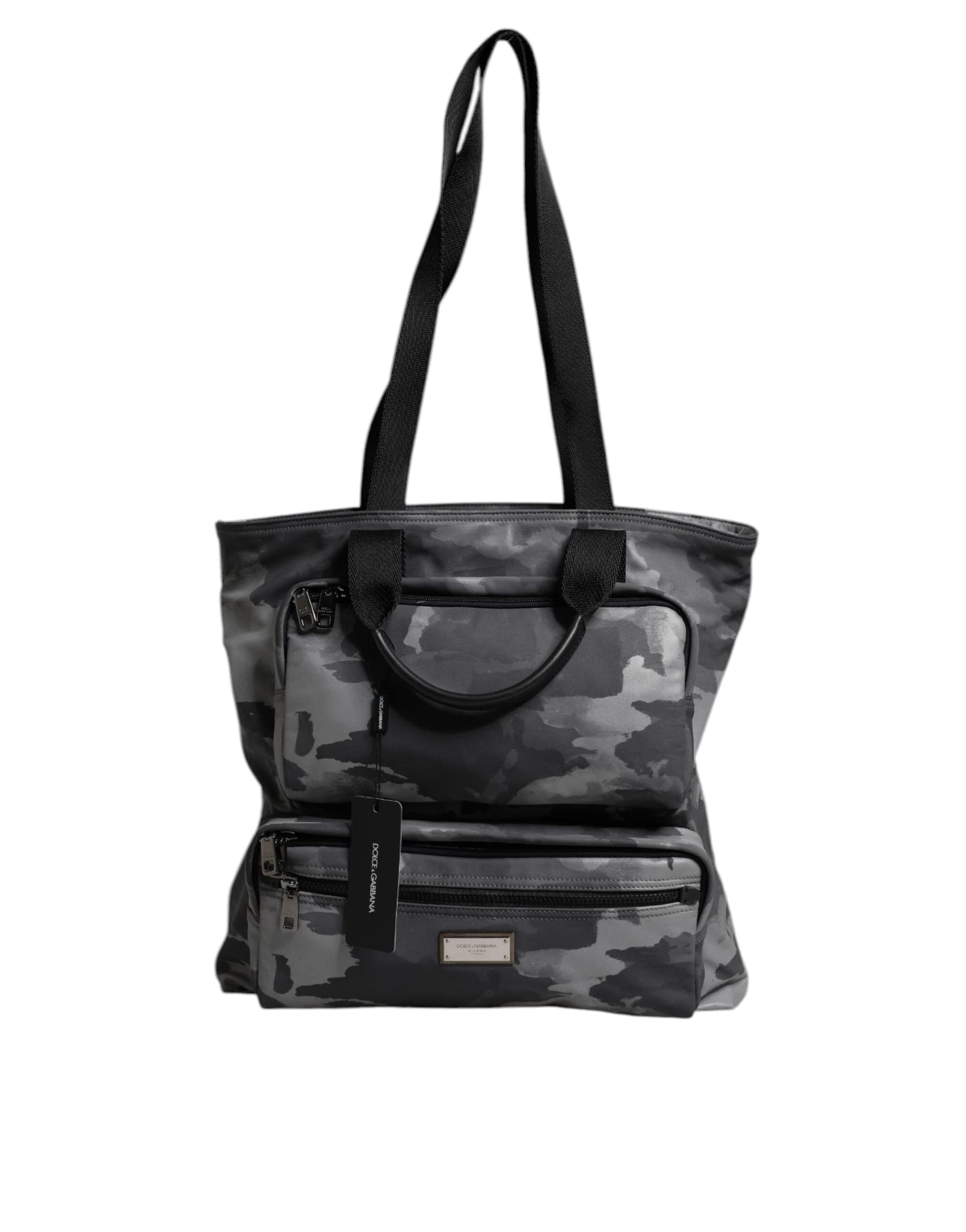 Dolce & Gabbana Gray Camo Cotton Multiple Compartments Tote Bag - 2