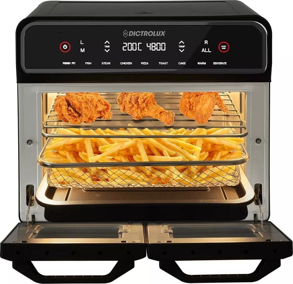 FRIGGITRICE AD ARIA FORNO MULTIFUNZIONE 23LT 2400W DOPPIO SCOMPARTO SEPARATORE REMOVIBILE - 5