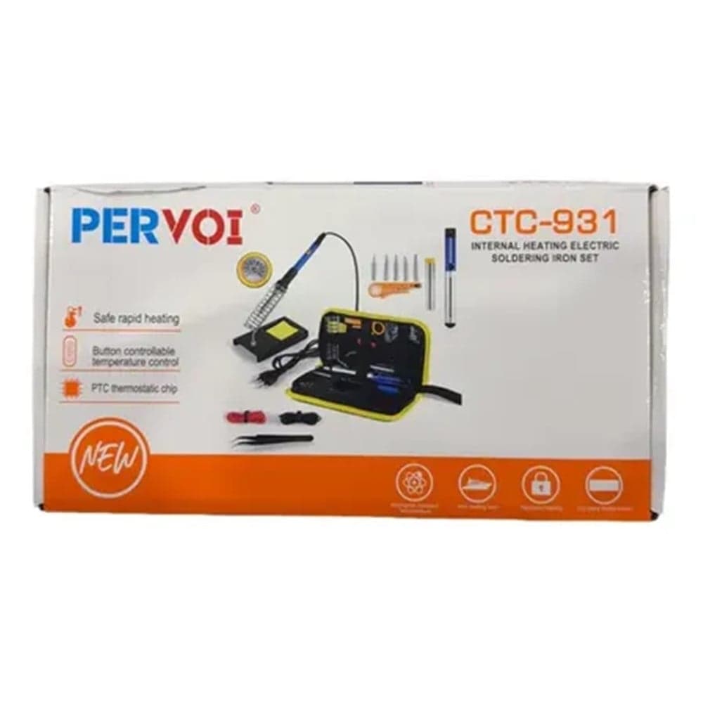 KIT SALDATORE ELETTRICO STAZIONE DI SALDATURA TEMPERATURA REGOLABILE STRUMENTI PUNTE CTC-931 - 2
