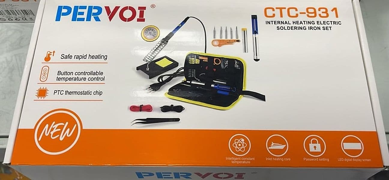 KIT SALDATORE ELETTRICO STAZIONE DI SALDATURA TEMPERATURA REGOLABILE STRUMENTI PUNTE CTC-931 - 3