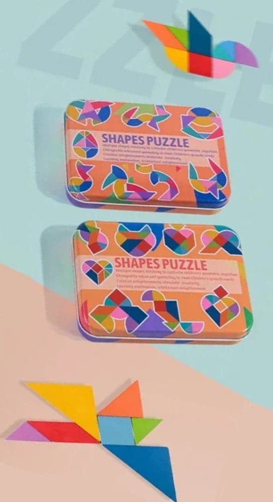 PUZZLE DI FORME TANGRAM GIOCO CREATIVO EDUCATIVO BAMBINI FORMA CUORE/UOVO IN LEGNO 32366 - 11