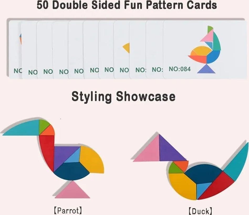 PUZZLE DI FORME TANGRAM GIOCO CREATIVO EDUCATIVO BAMBINI FORMA CUORE/UOVO IN LEGNO 32366 - 14
