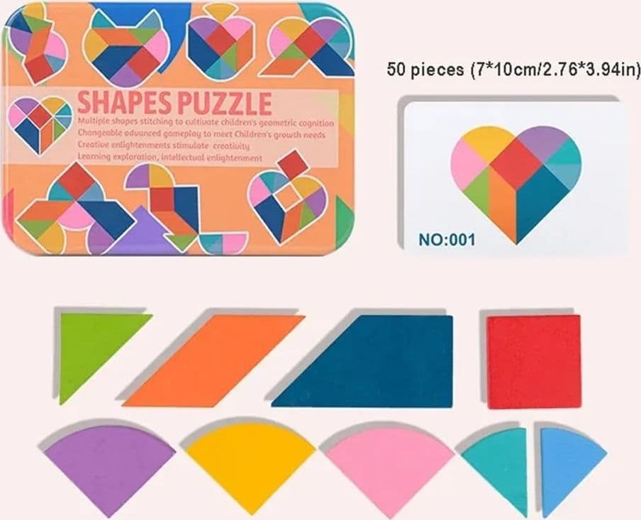 PUZZLE DI FORME TANGRAM GIOCO CREATIVO EDUCATIVO BAMBINI FORMA CUORE/UOVO IN LEGNO 32366 - 4