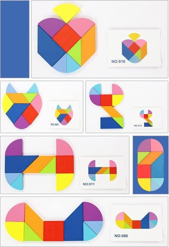 PUZZLE DI FORME TANGRAM GIOCO CREATIVO EDUCATIVO BAMBINI FORMA CUORE/UOVO IN LEGNO 32366 - 5
