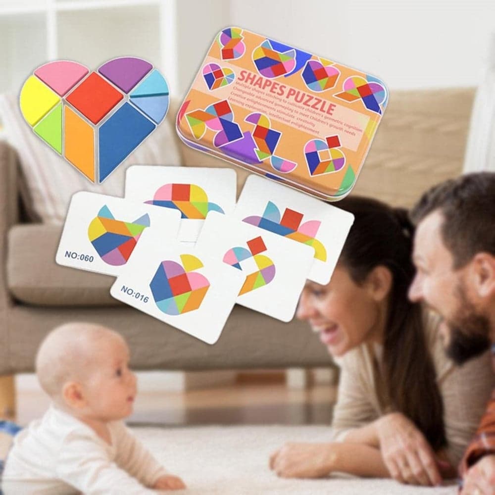 PUZZLE DI FORME TANGRAM GIOCO CREATIVO EDUCATIVO BAMBINI FORMA CUORE/UOVO IN LEGNO 32366 - 6