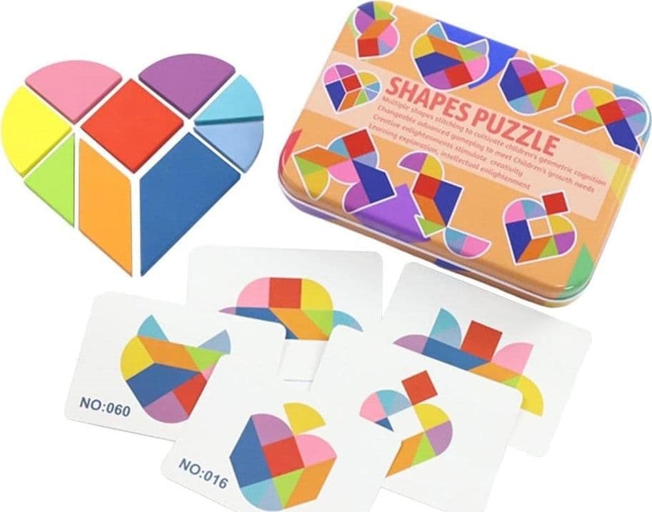 PUZZLE DI FORME TANGRAM GIOCO CREATIVO EDUCATIVO BAMBINI FORMA CUORE/UOVO IN LEGNO 32366 - 7