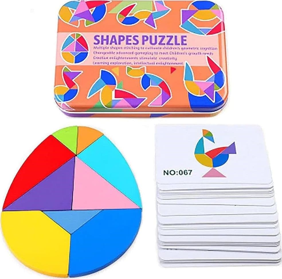 PUZZLE DI FORME TANGRAM GIOCO CREATIVO EDUCATIVO BAMBINI FORMA CUORE/UOVO IN LEGNO 32366 - 9