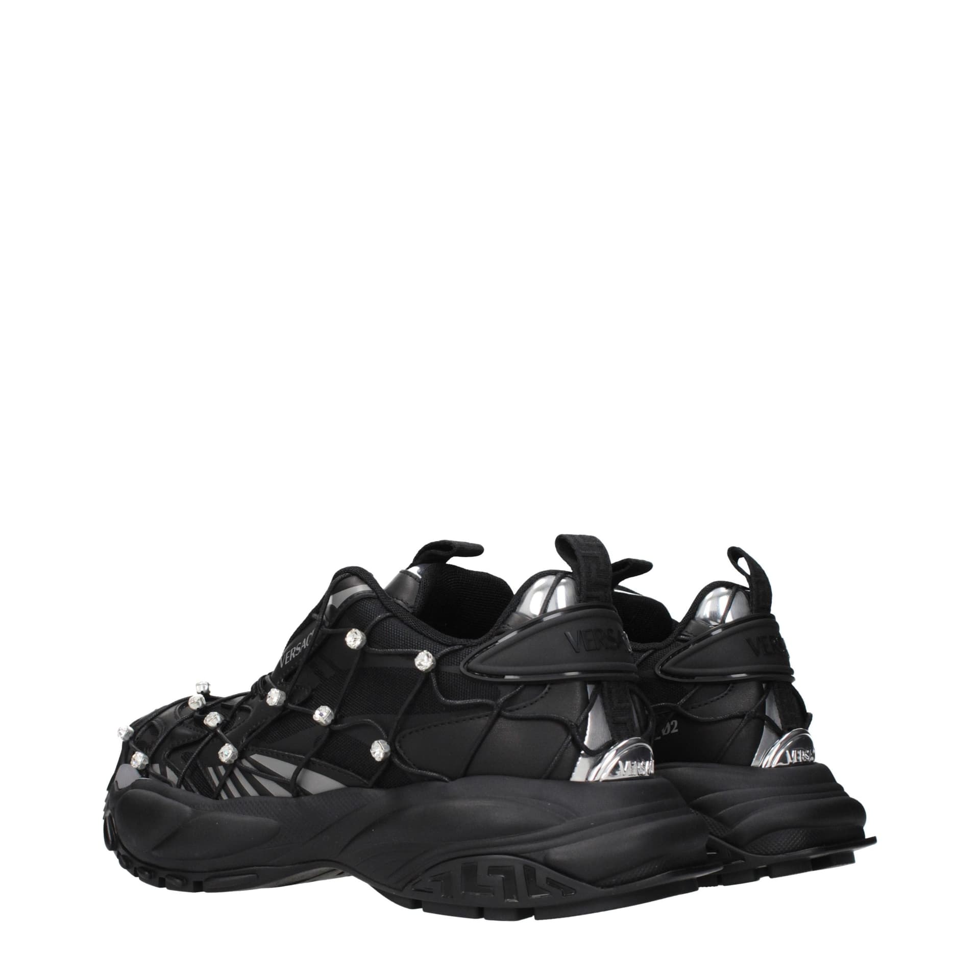 Versace Black Fabric Chunky Sneakers - 4
