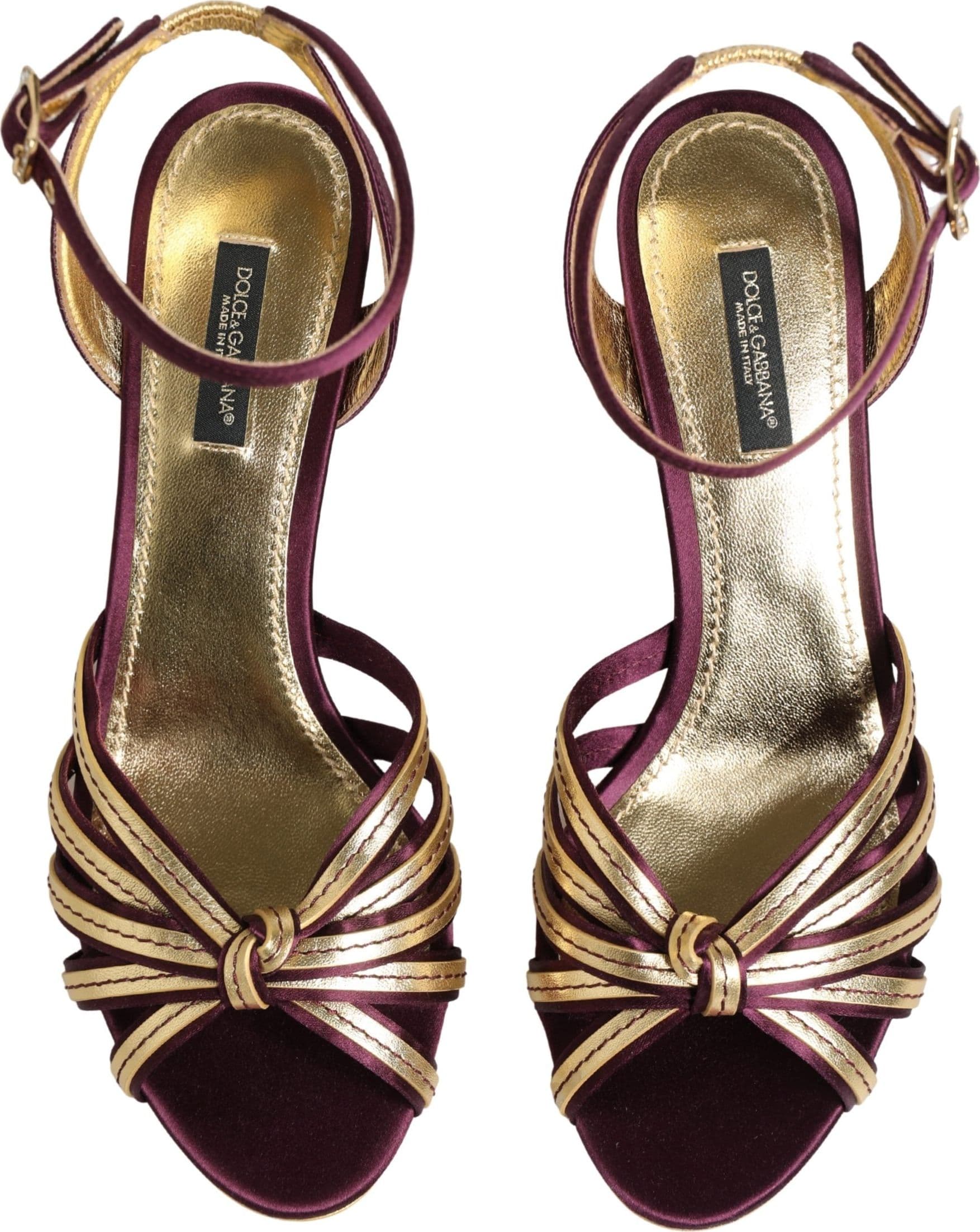 Dolce & Gabbana Purple Gold Keira Pearl Heels Sandals Shoes - 3