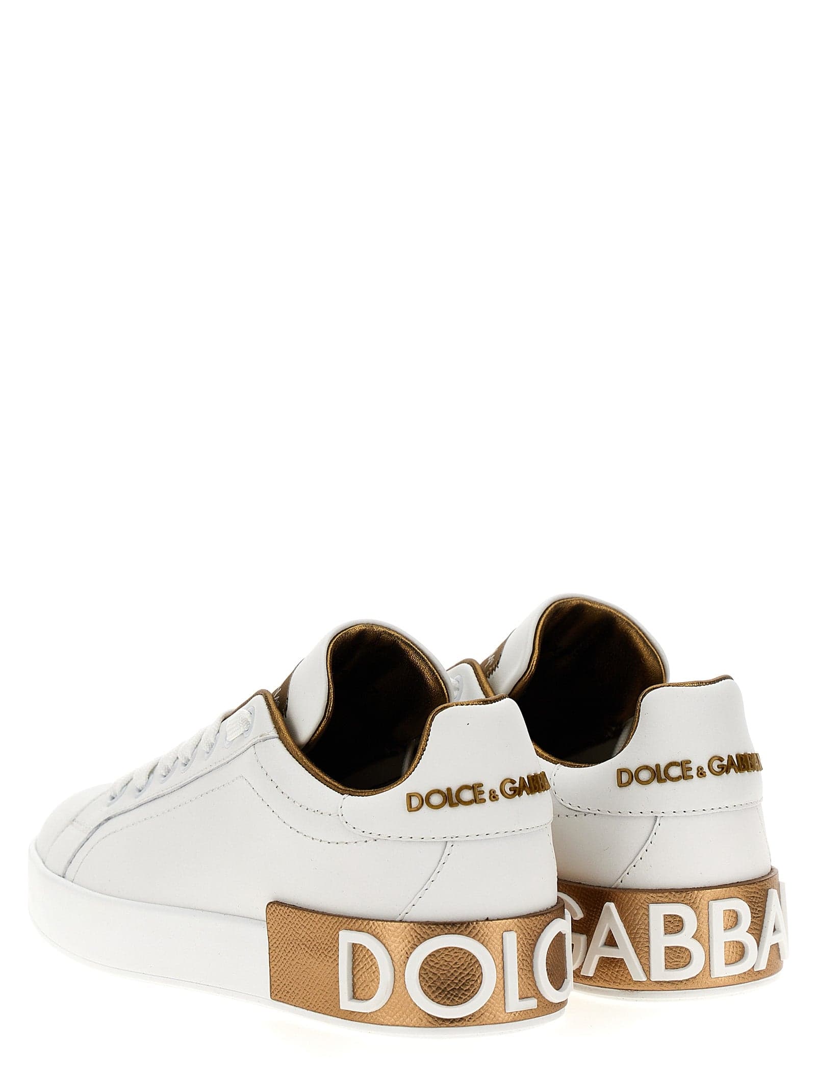 Dolce & Gabbana Gold Calfskin Low Top Sneakers - 2