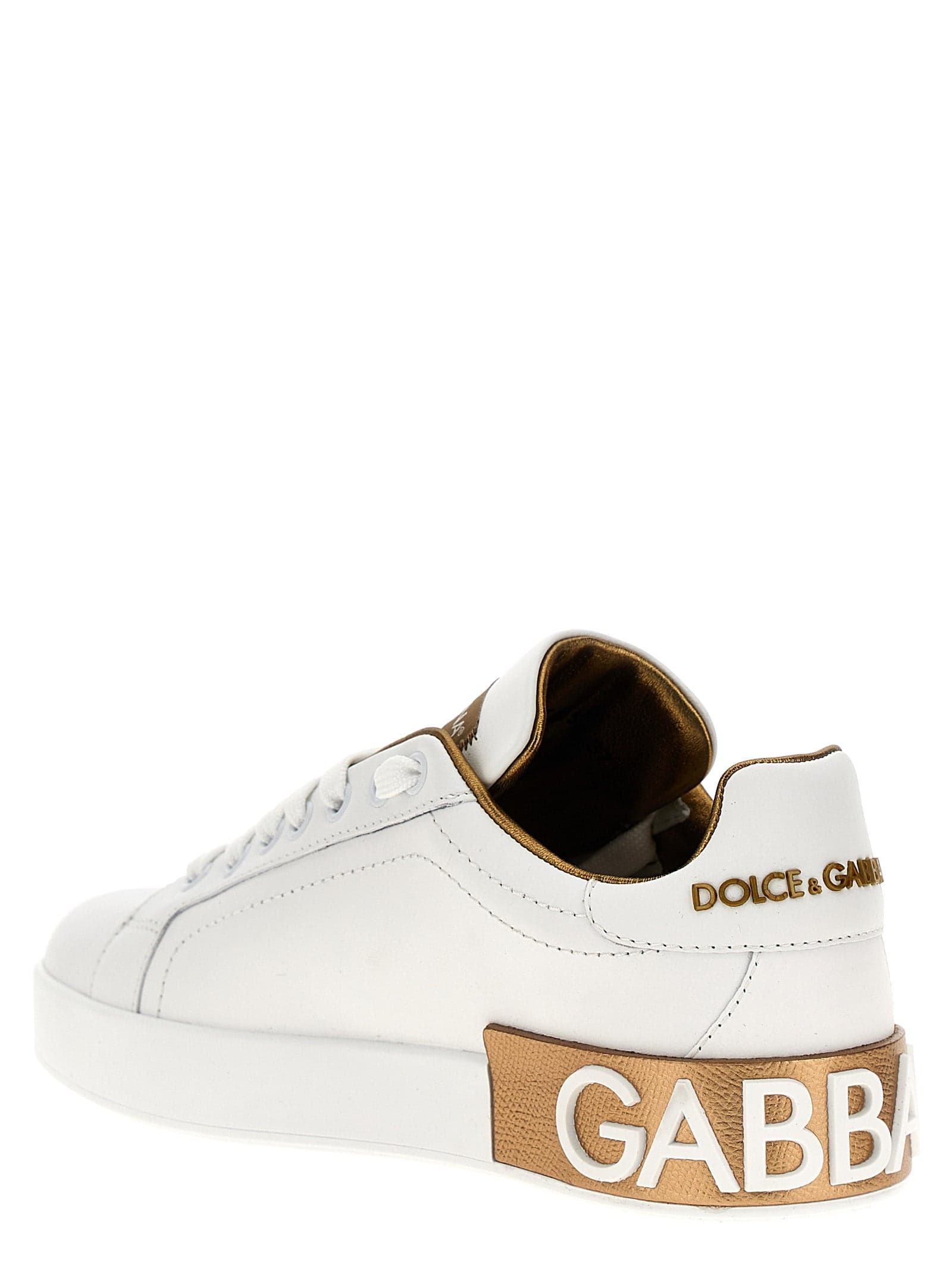 Dolce & Gabbana Gold Calfskin Low Top Sneakers - 3