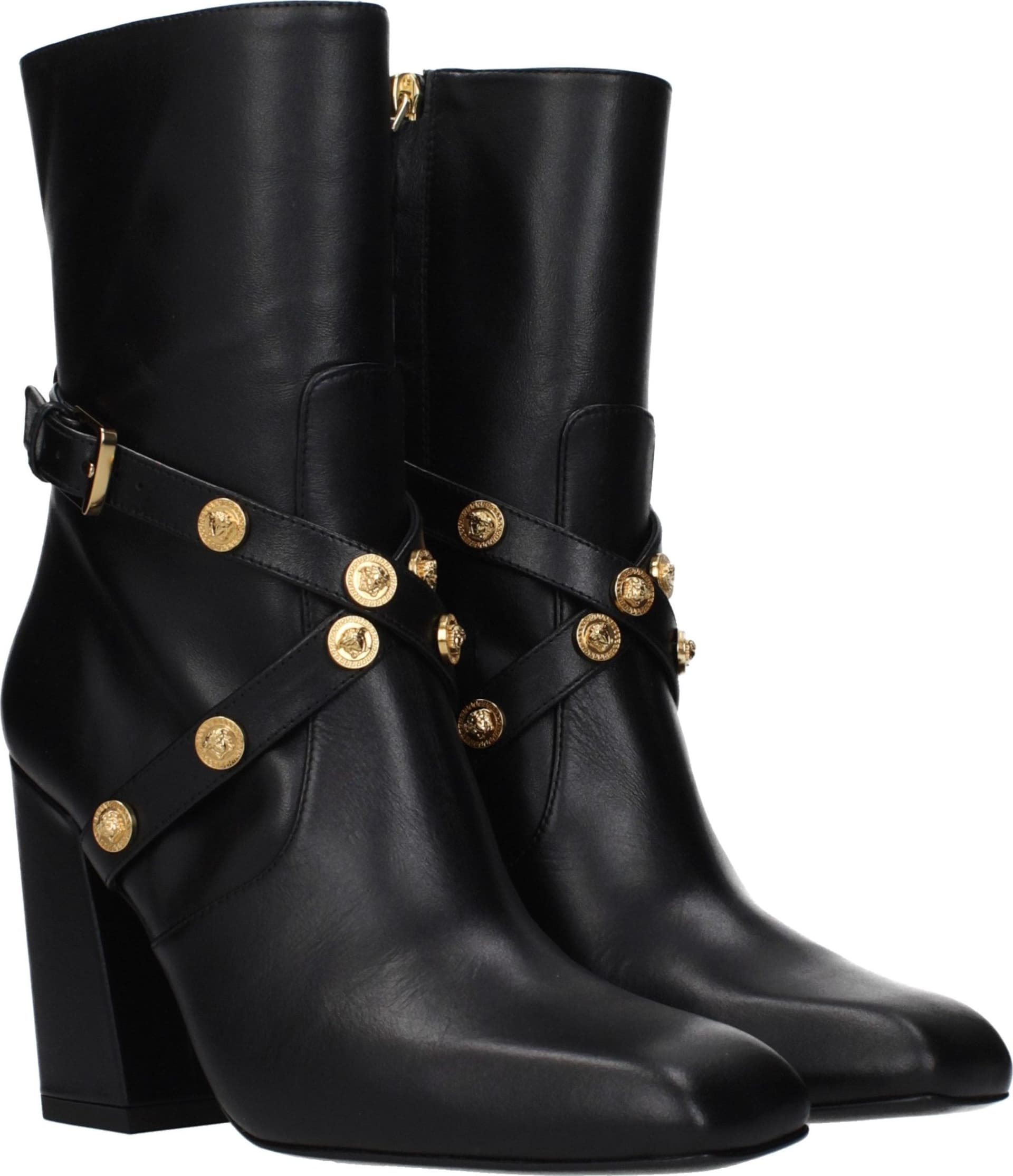 Versace Black Leather Ankle Boots - 2