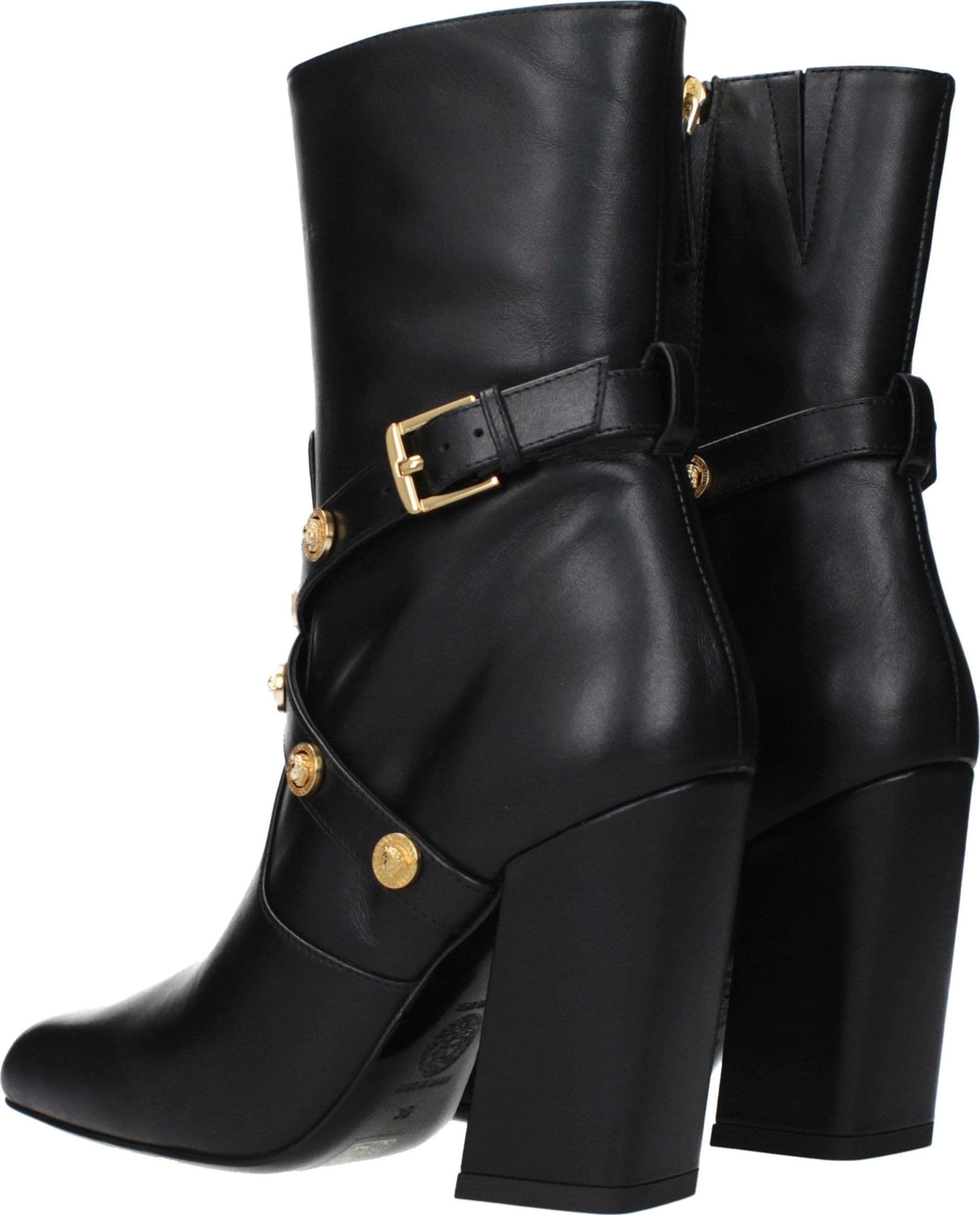 Versace Black Leather Ankle Boots - 4