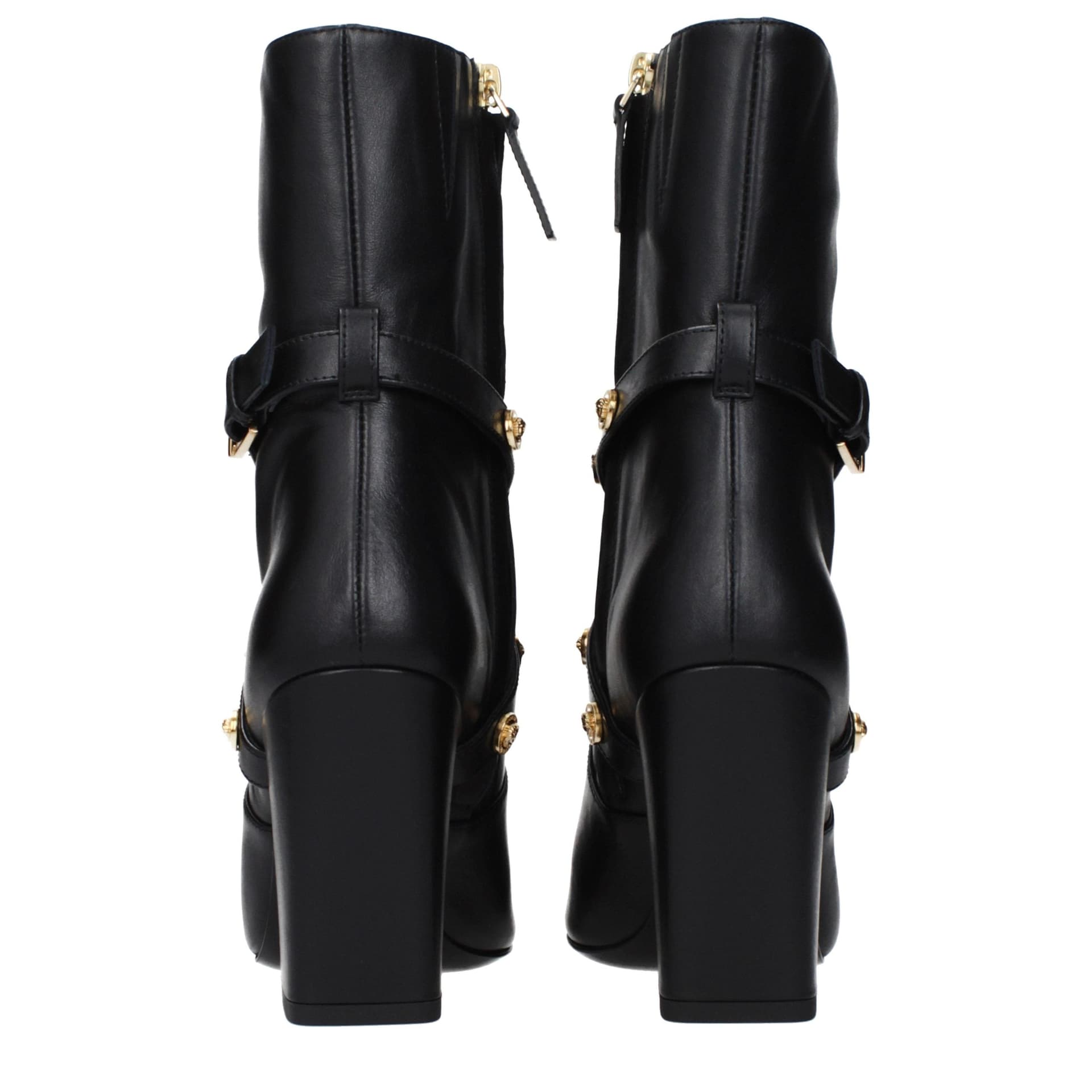 Versace Black Leather Ankle Boots - 5