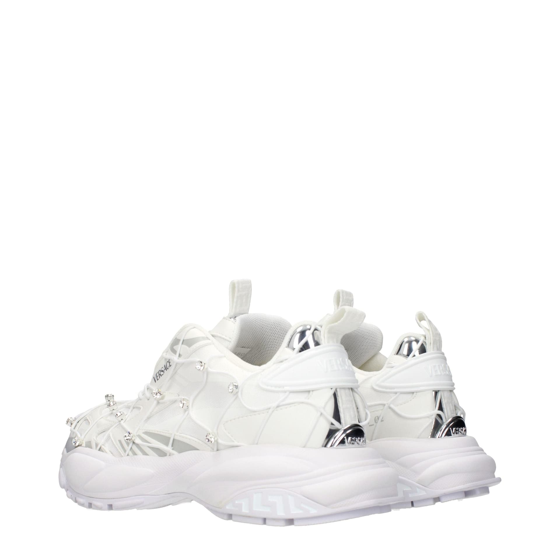 Versace White Fabric Sneakers - 4