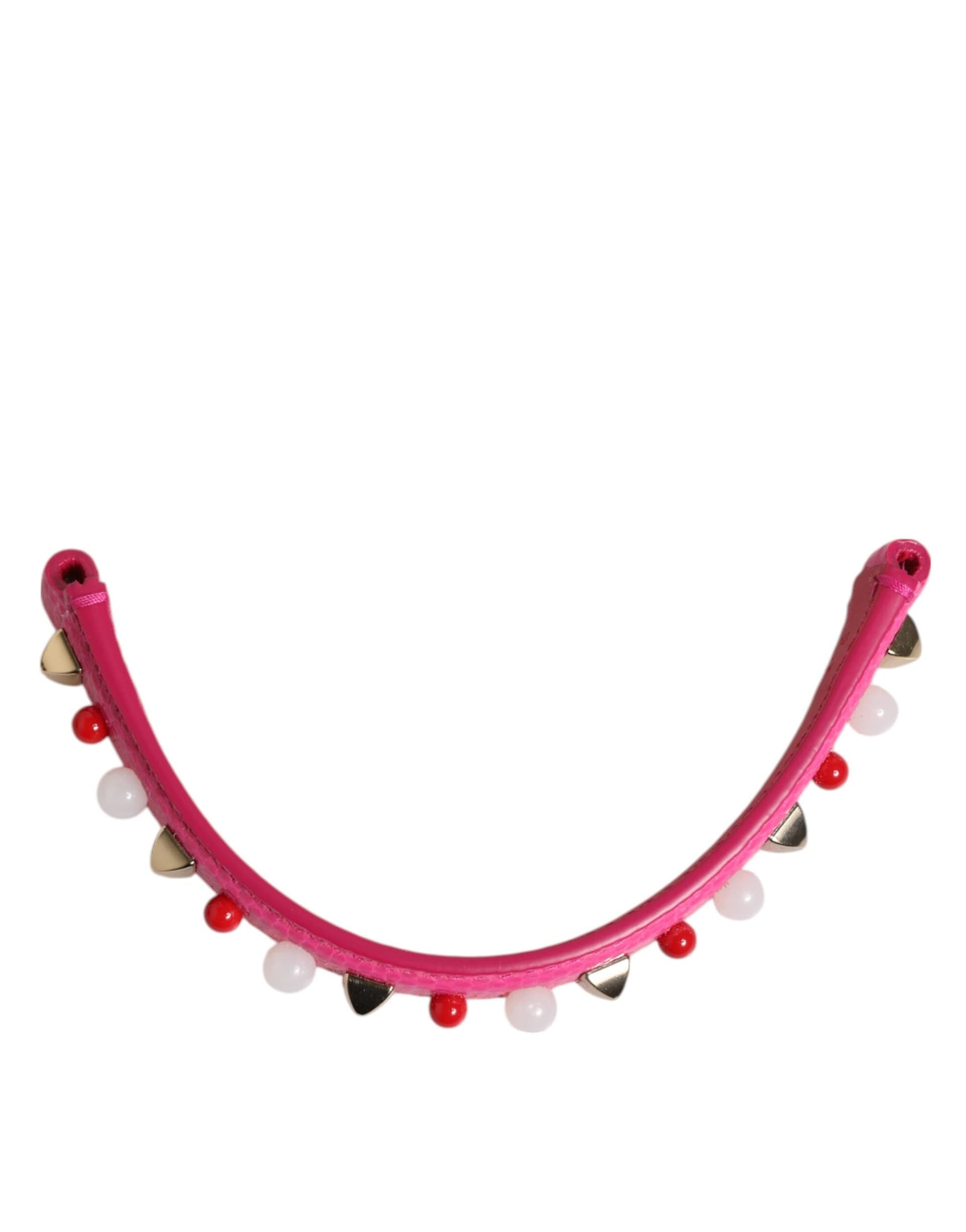Dolce & Gabbana Pink Embellished Leather Bag Handle Women Shoulder Strap - 3