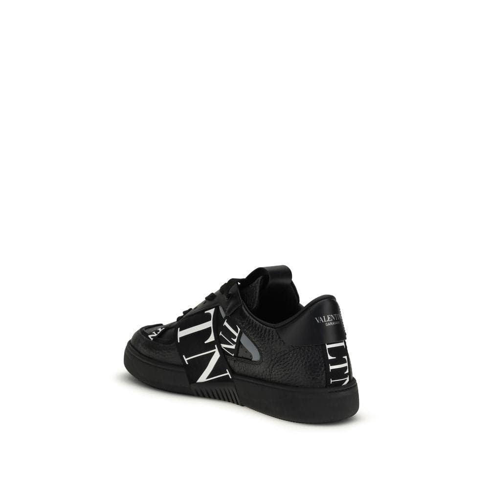 Valentino Garavani Black Calf Leather Bos Taurus Athletic Sneakers - 3