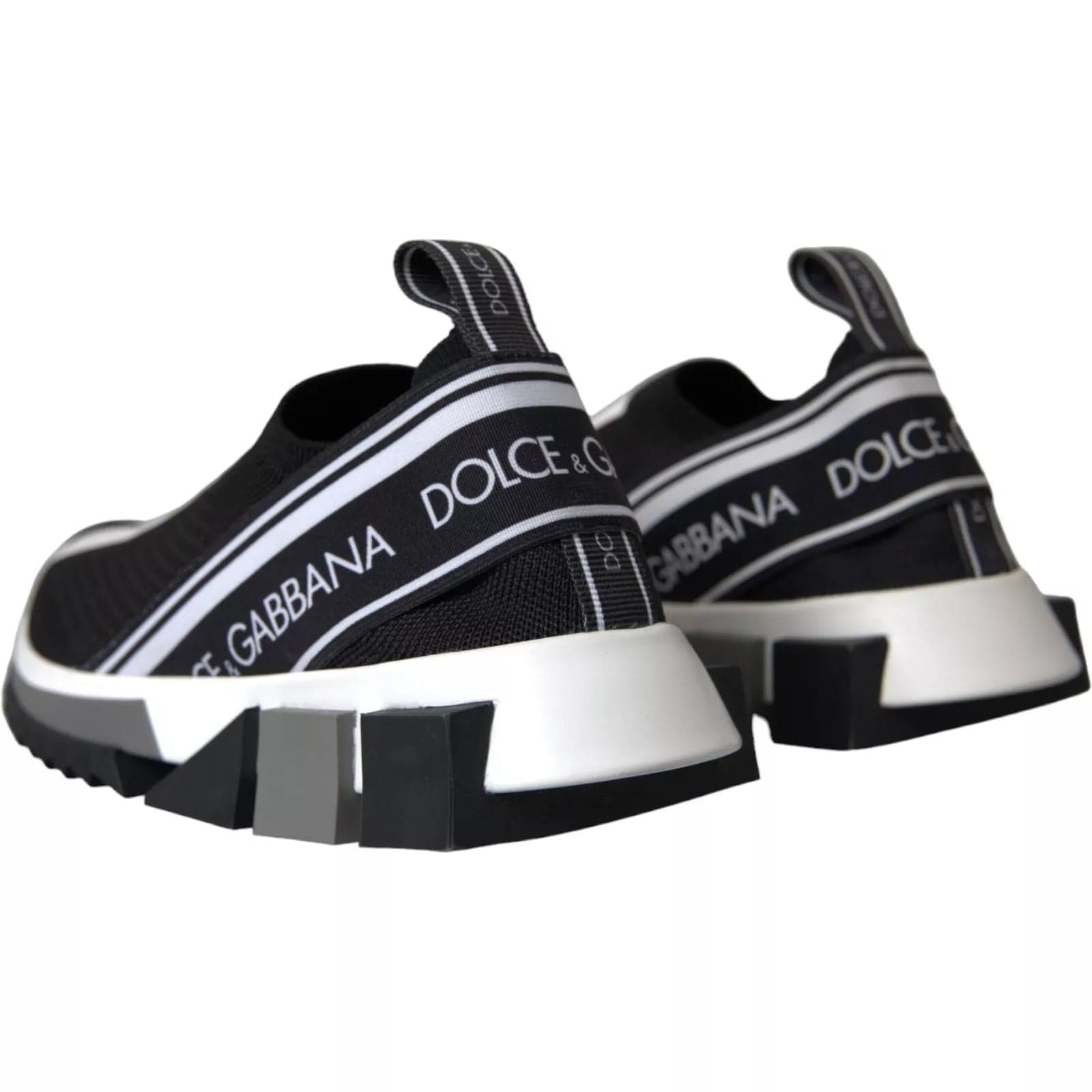 Dolce & Gabbana Black White Slip On Sorrento Sneakers Shoes - 2