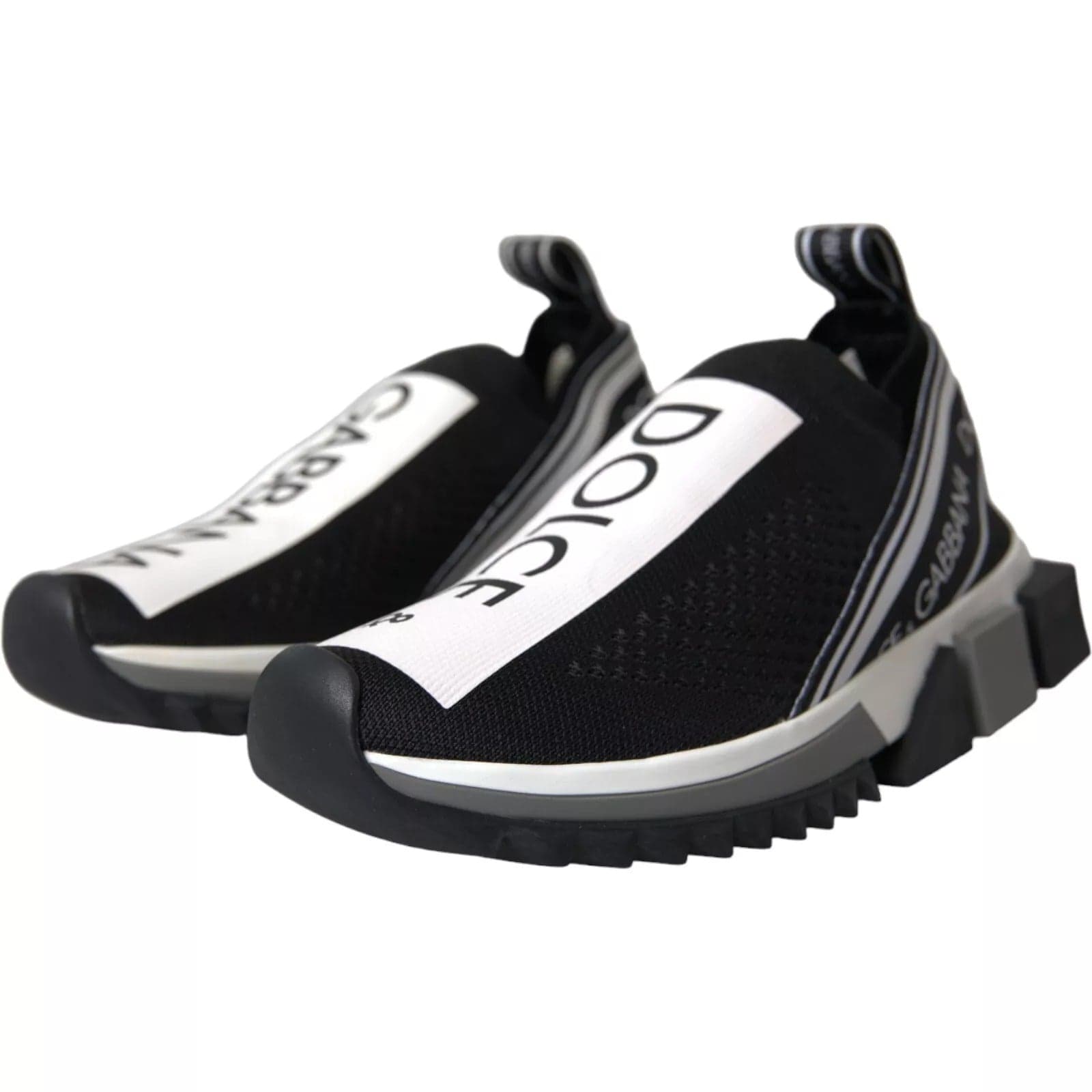 Dolce & Gabbana Black White Slip On Sorrento Sneakers Shoes - 8