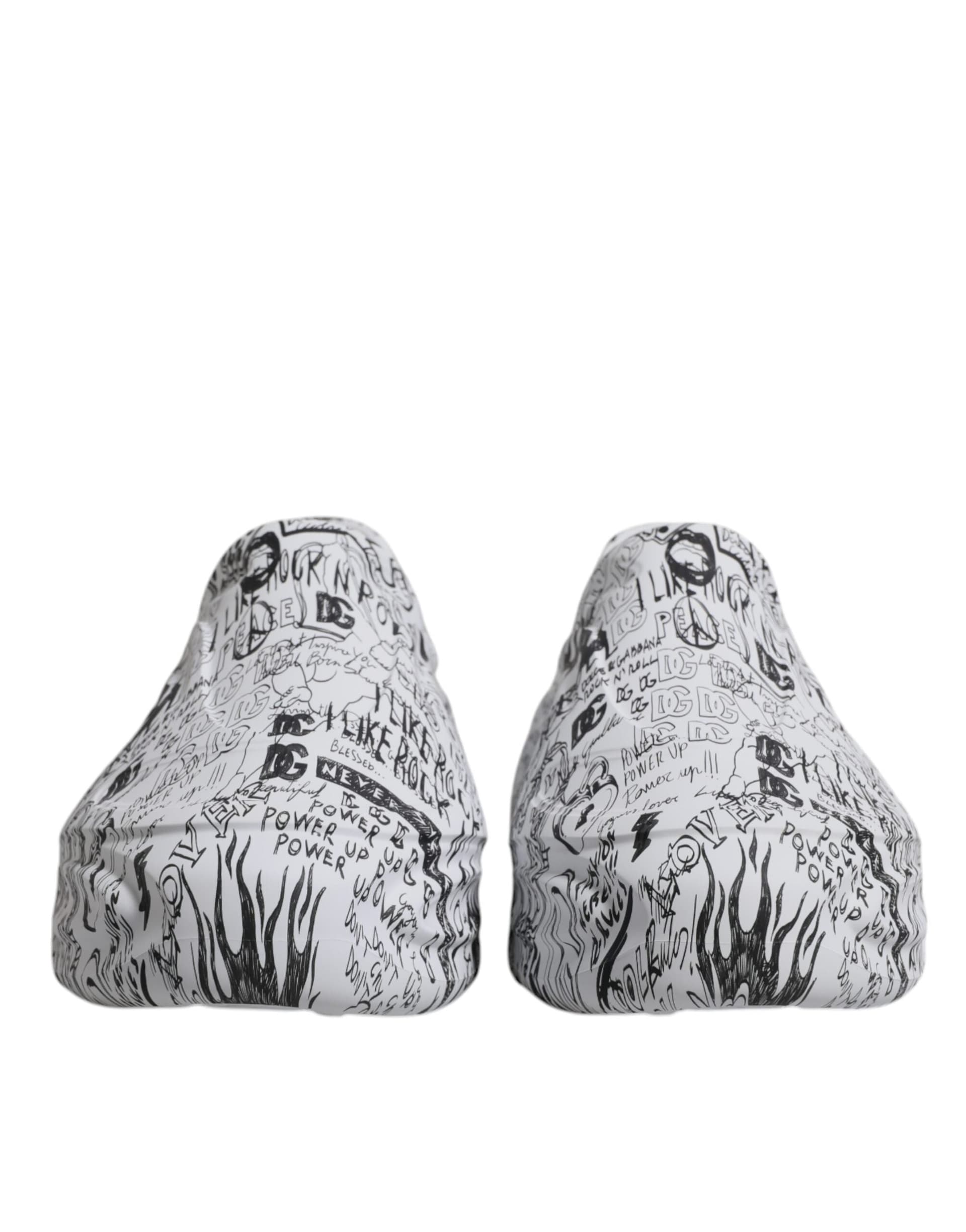 Dolce & Gabbana White Black Graffiti Daymaster Sneakers Shoes - 2